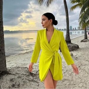 ZARA NWT LIME GREEN BLAZER DRESS